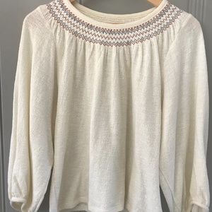 Madewell Jacquard Embroidered Smocked Top